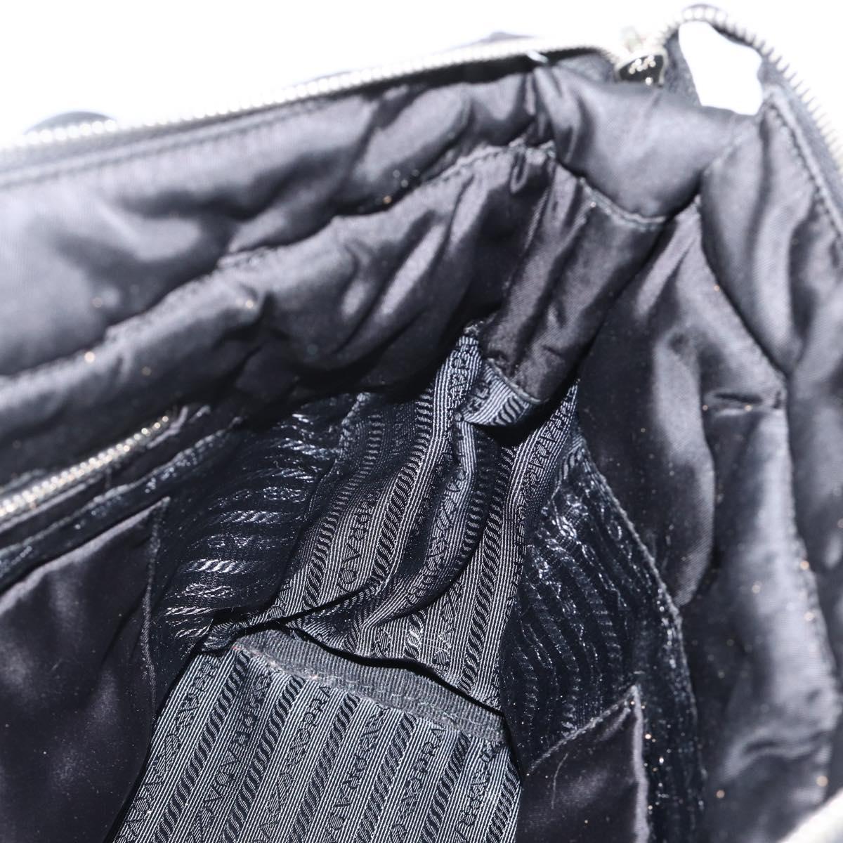 PRADA Tote Bag Nylon Black Silver Auth BA11792A