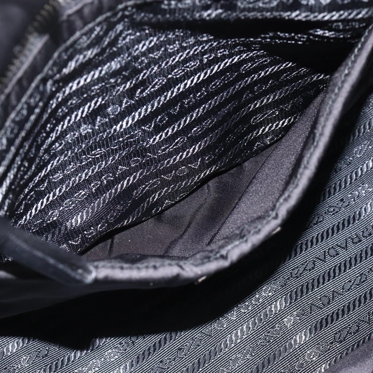 PRADA Tote Bag Nylon Black Silver Auth BA11792A