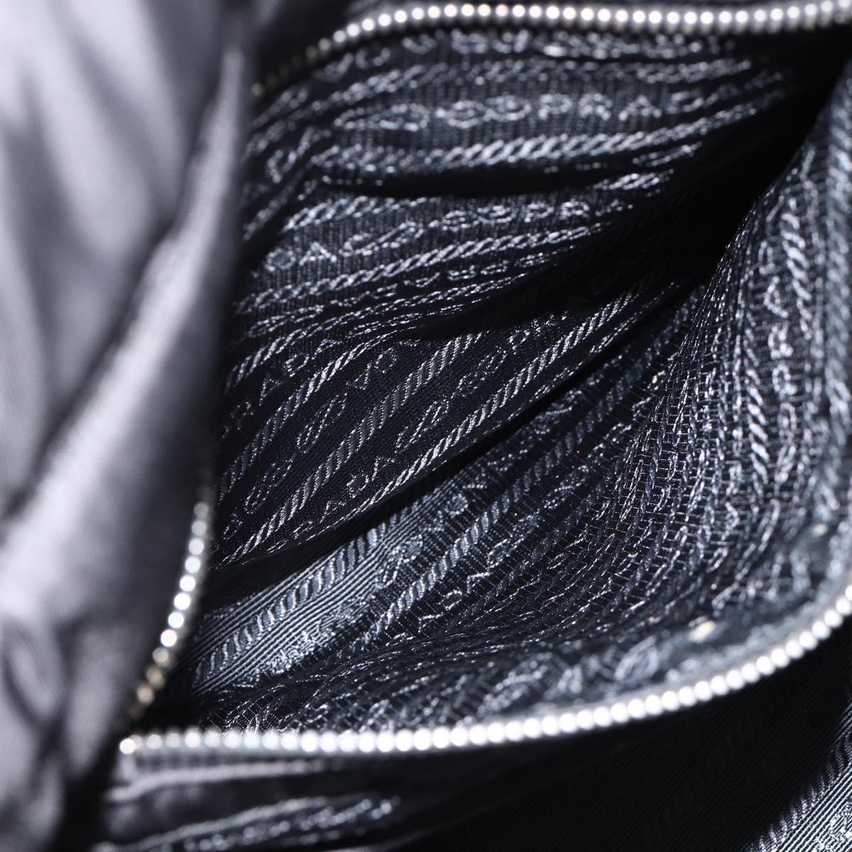 PRADA Tote Bag Nylon Black Silver Auth BA11792A