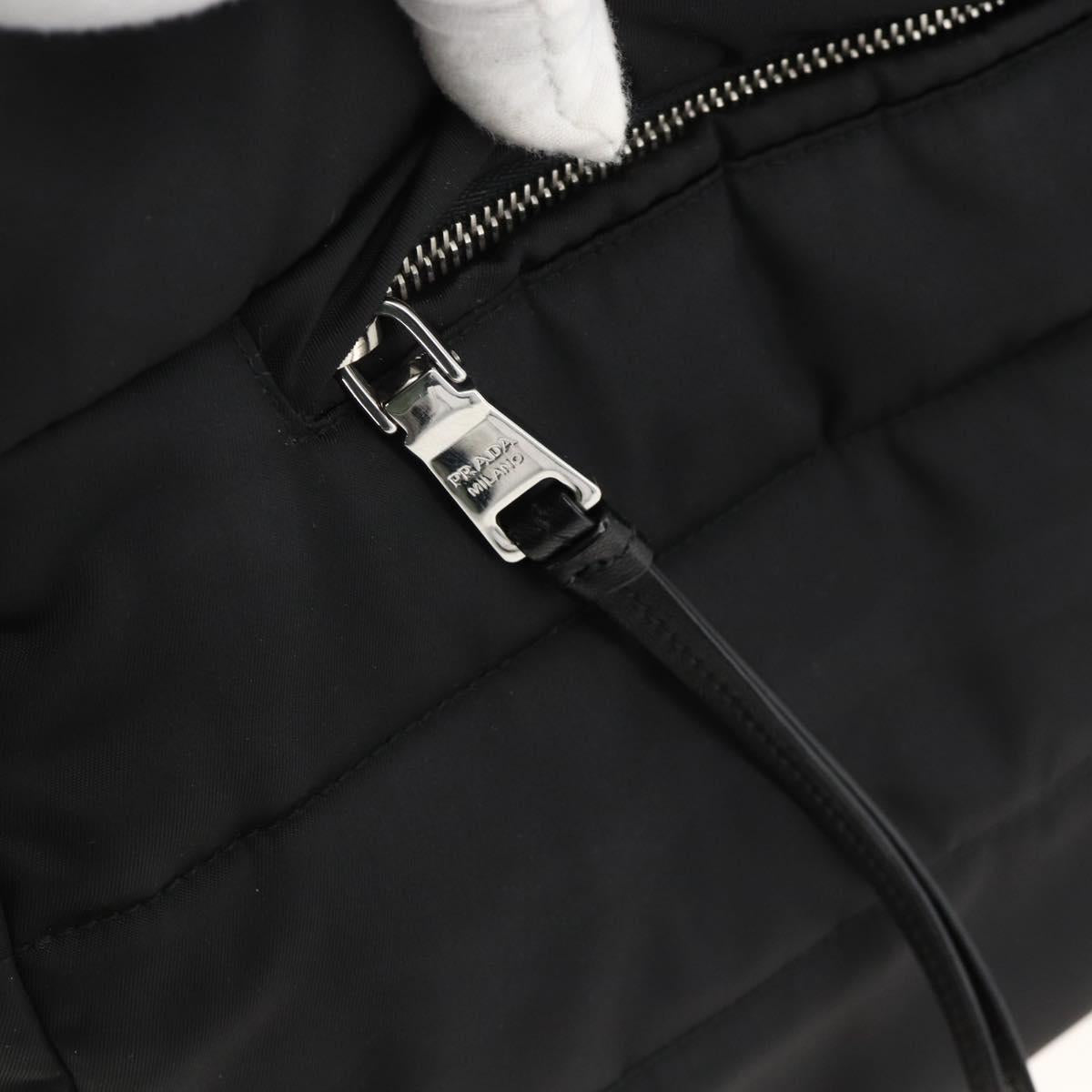 PRADA Tote Bag Nylon Black Silver Auth BA11792A