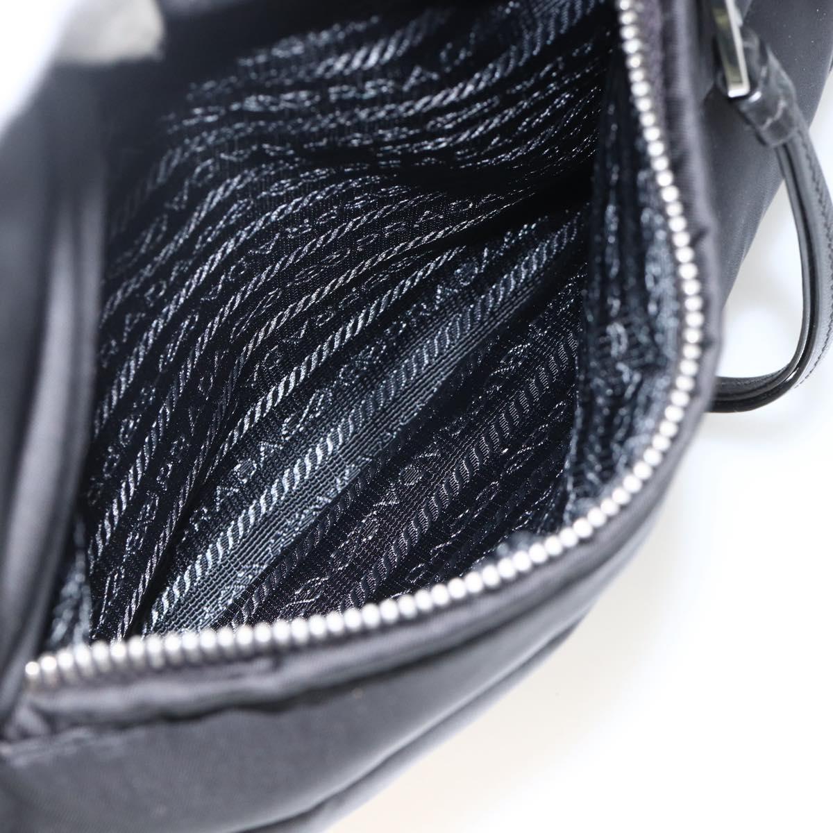 PRADA Tote Bag Nylon Black Silver Auth BA11792A