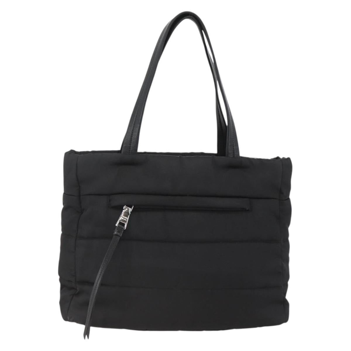 PRADA Tote Bag Nylon Black Silver Auth BA11792A