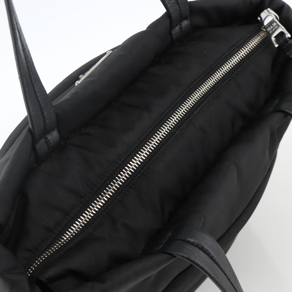 PRADA Tote Bag Nylon Black Silver Auth BA11792A