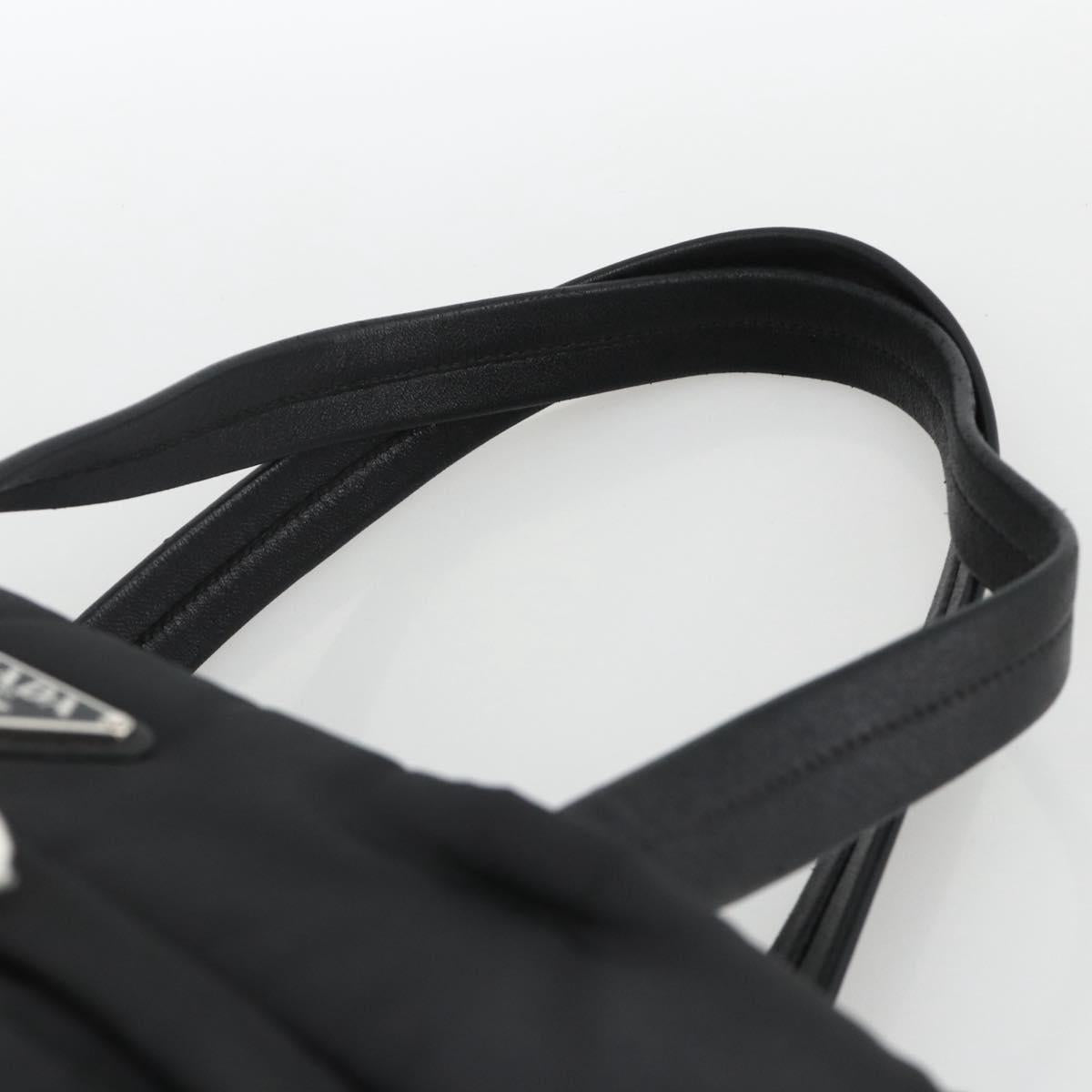 PRADA Tote Bag Nylon Black Silver Auth BA11792A