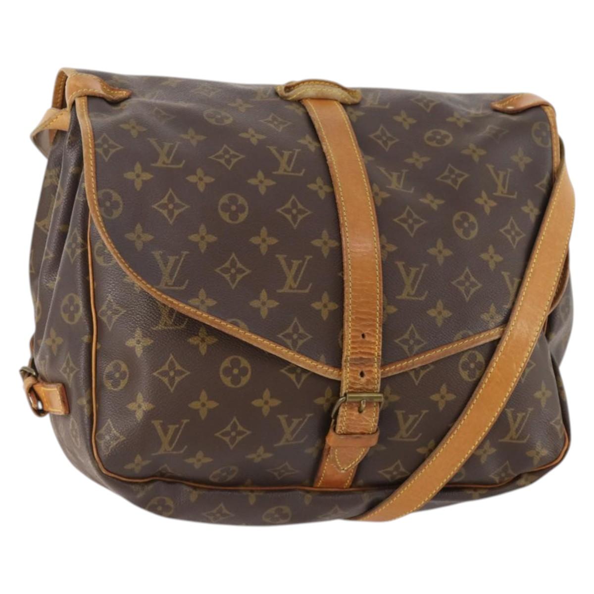 LOUIS VUITTON Monogram Saumur 35 Shoulder Bag M42254 LV Auth BA11793
