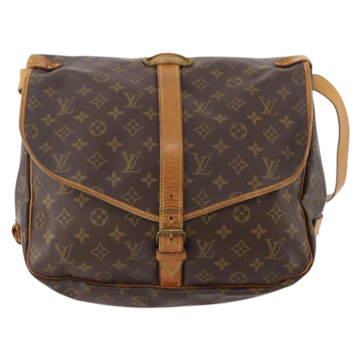 LOUIS VUITTON Monogram Saumur 35 Shoulder Bag M42254 LV Auth BA11793