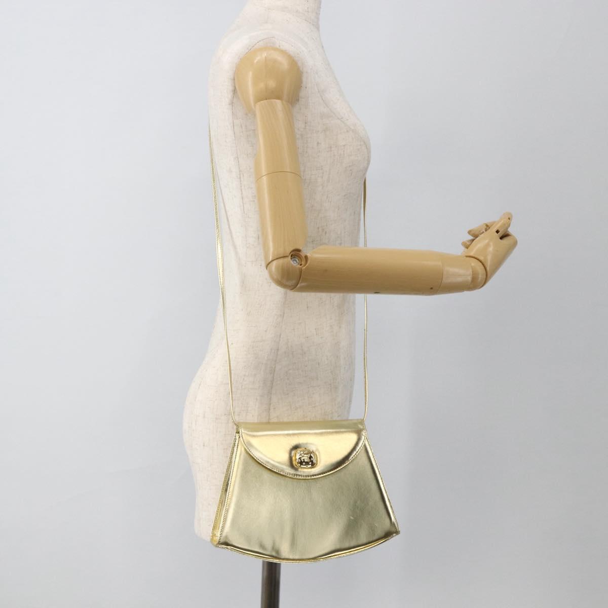 Salvatore Ferragamo Shoulder Bag Leather Gold Tone Auth BA11796A