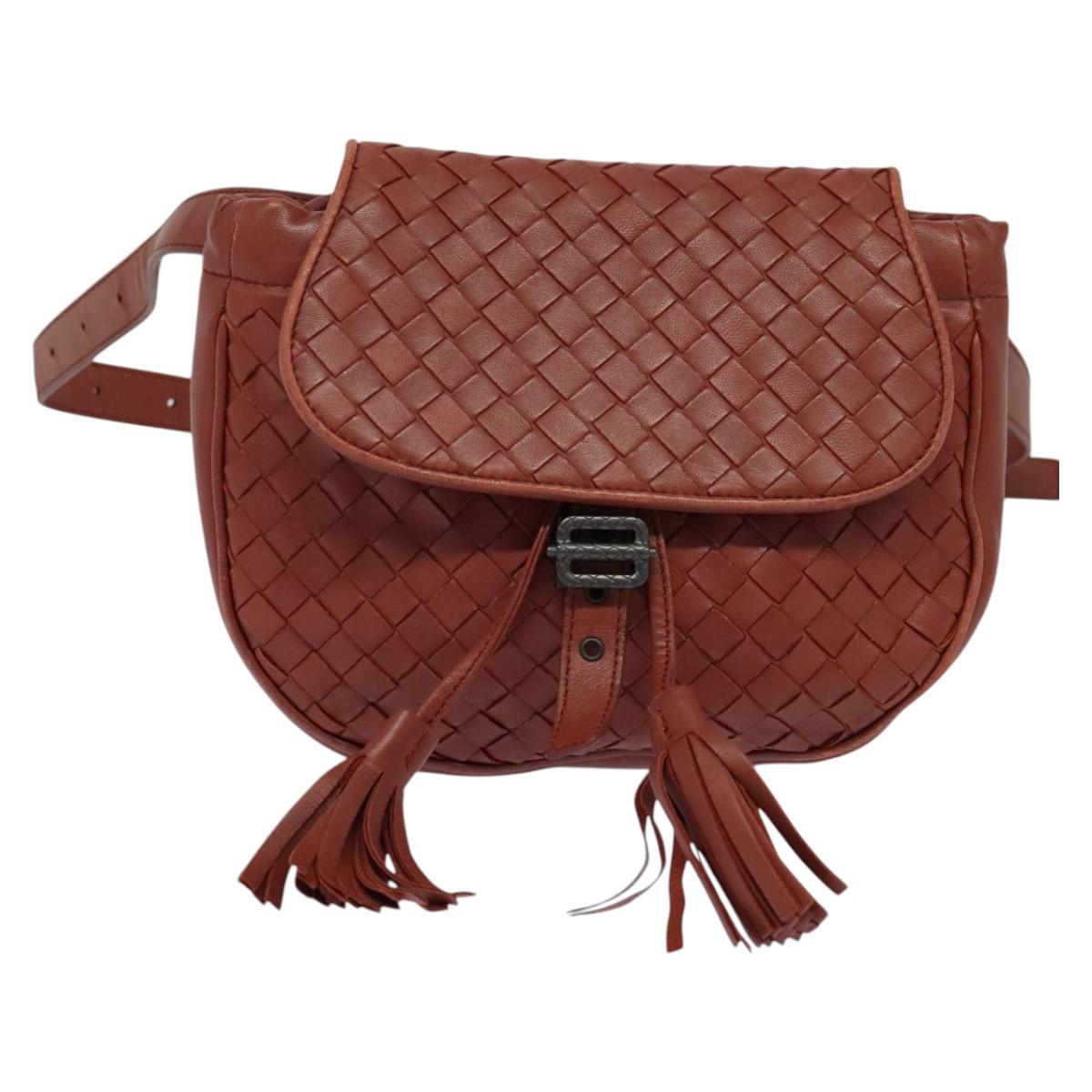 BOTTEGA VENETA INTRECCIATO Waist bag Leather Brown Auth BA118
