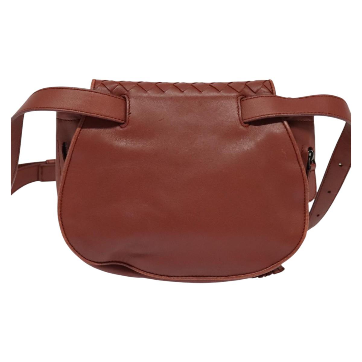 BOTTEGA VENETA INTRECCIATO Waist bag Leather Brown Auth BA118