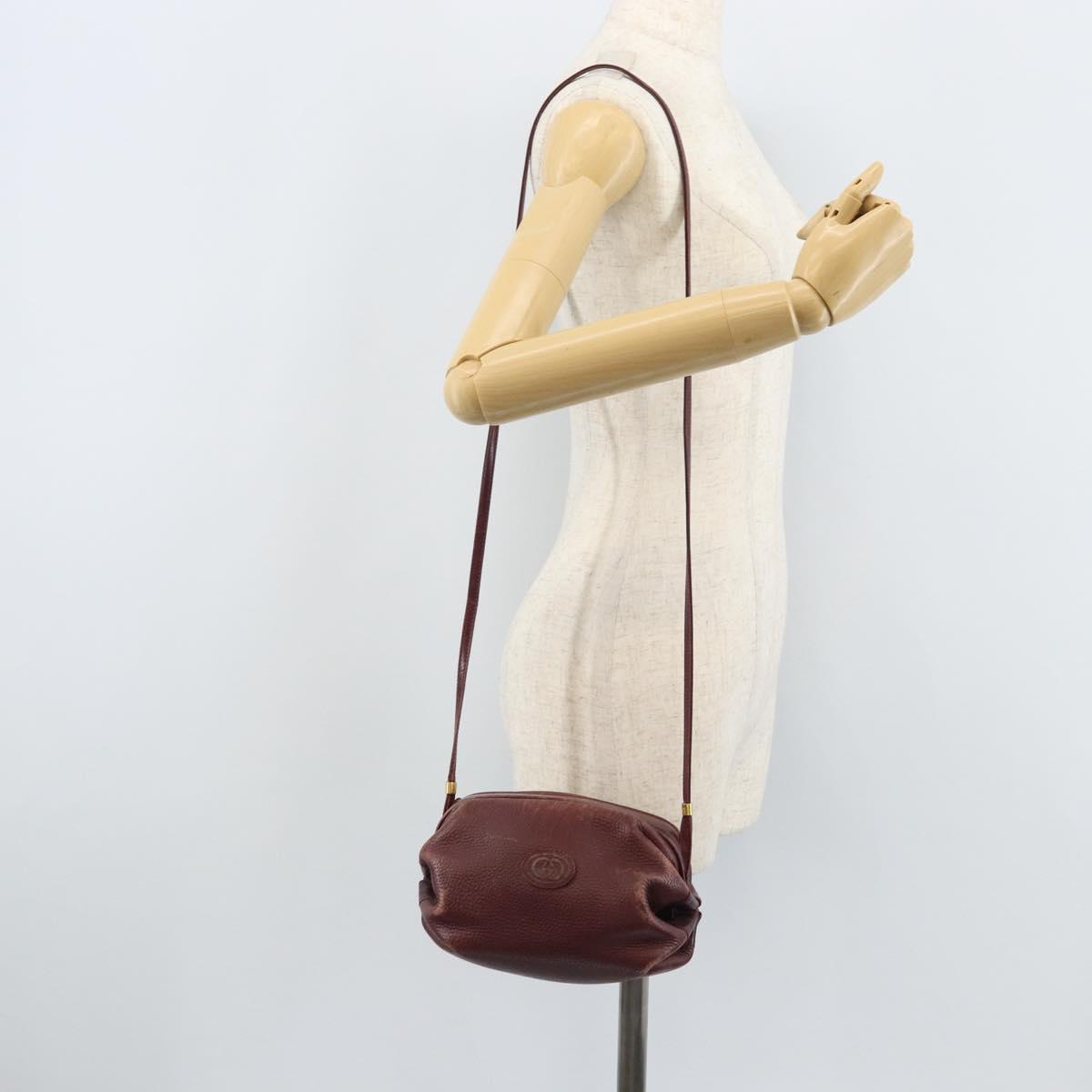 GUCCI Shoulder Bag Leather Bordeaux Gold 007 115 5770 Auth BA11806