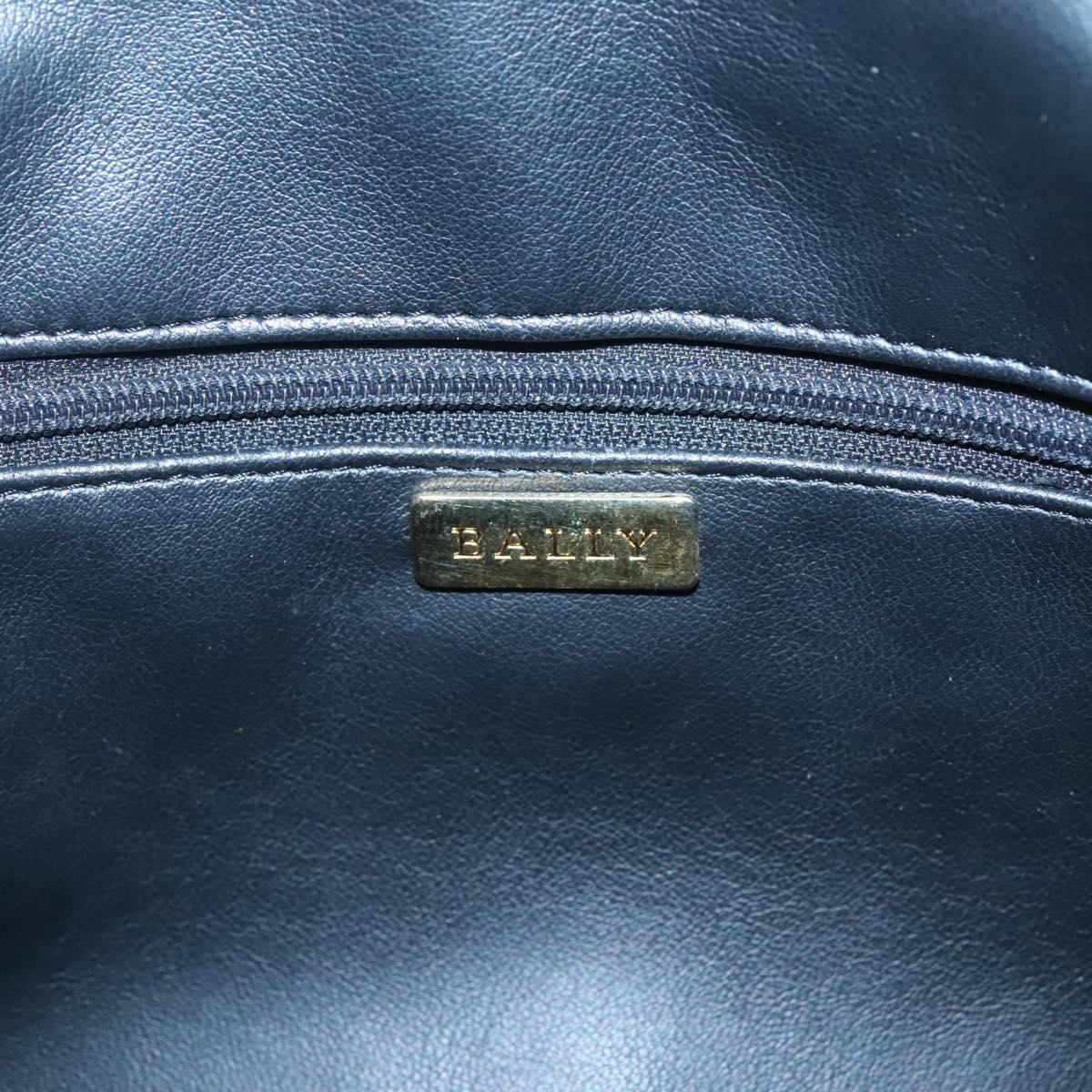 BALLY Quilted Hand Bag Leather Black Gold Auth BA1181