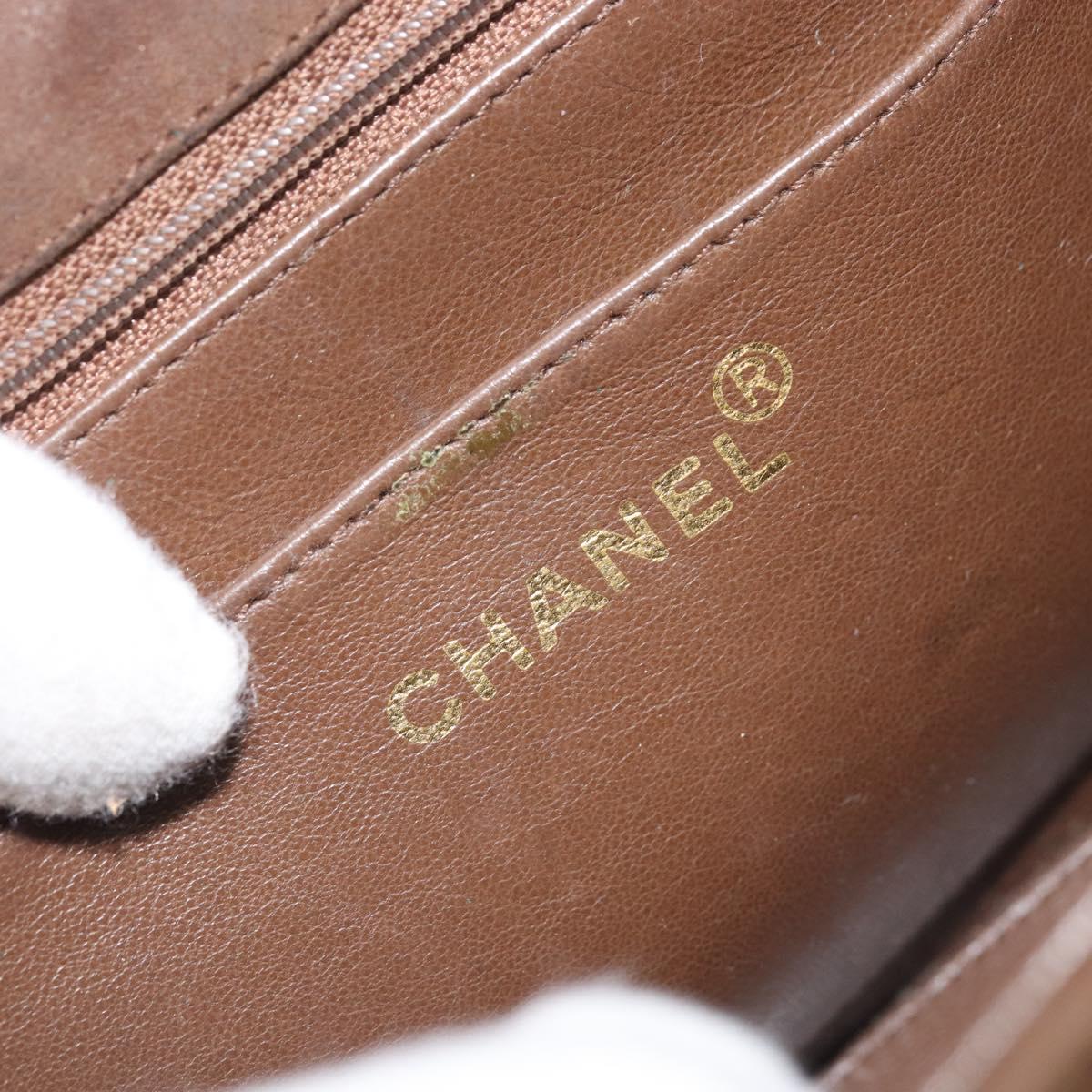 CHANEL Chain Shoulder Bag Suede Brown Gold CC Auth BA11810