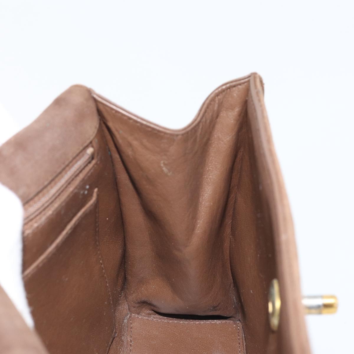 CHANEL Chain Shoulder Bag Suede Brown Gold CC Auth BA11810