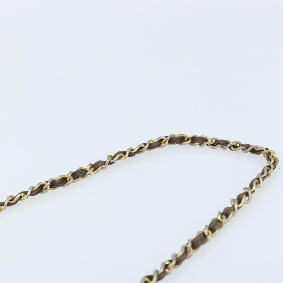 CHANEL Chain Shoulder Bag Suede Brown Gold CC Auth BA11810