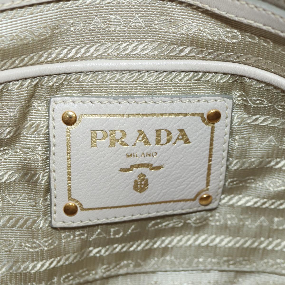 PRADA Gathered Hand Bag Nylon 2way Beige Gold Auth BA11812A