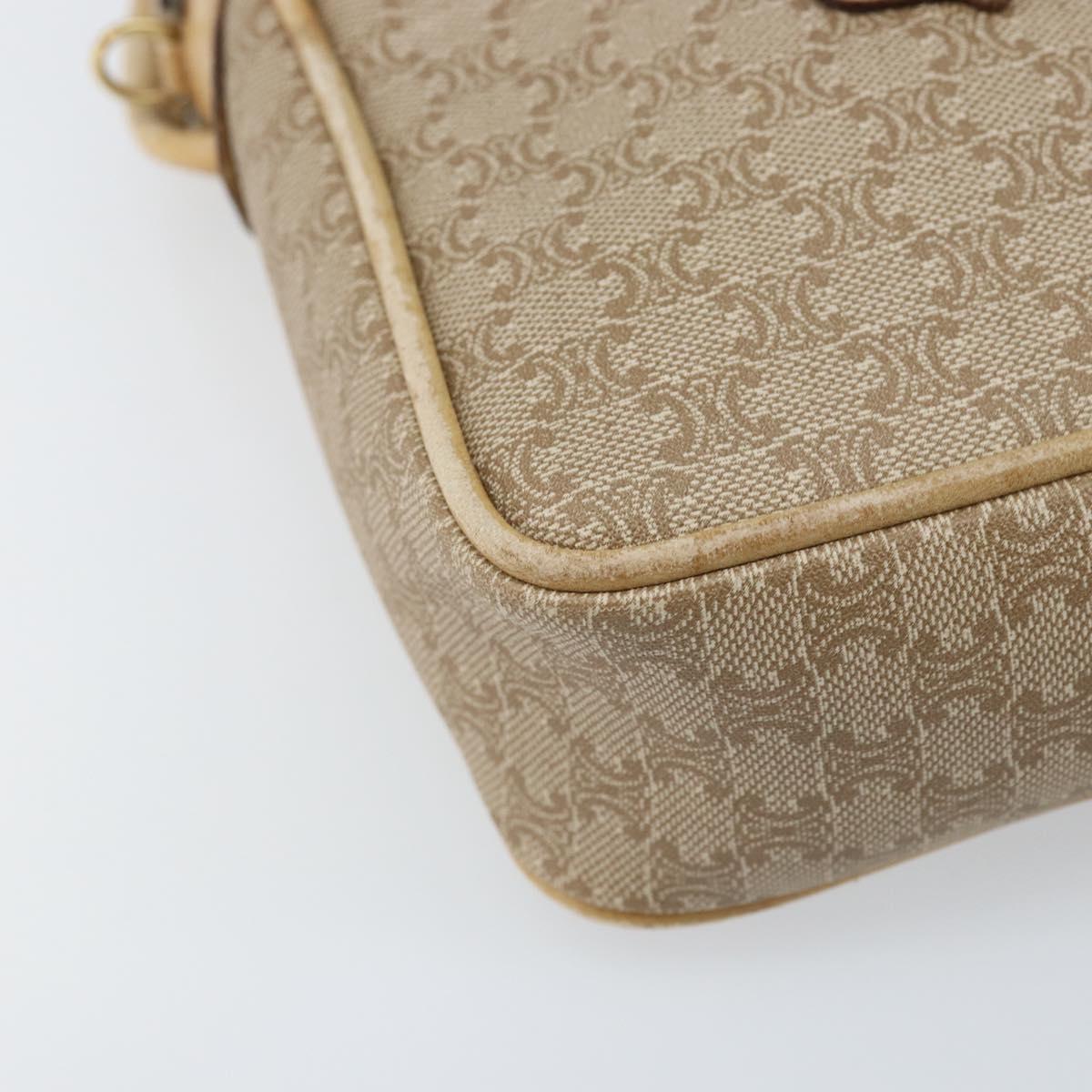 CELINE Macadam Canvas Shoulder Bag PVC Beige Gold Auth BA11820