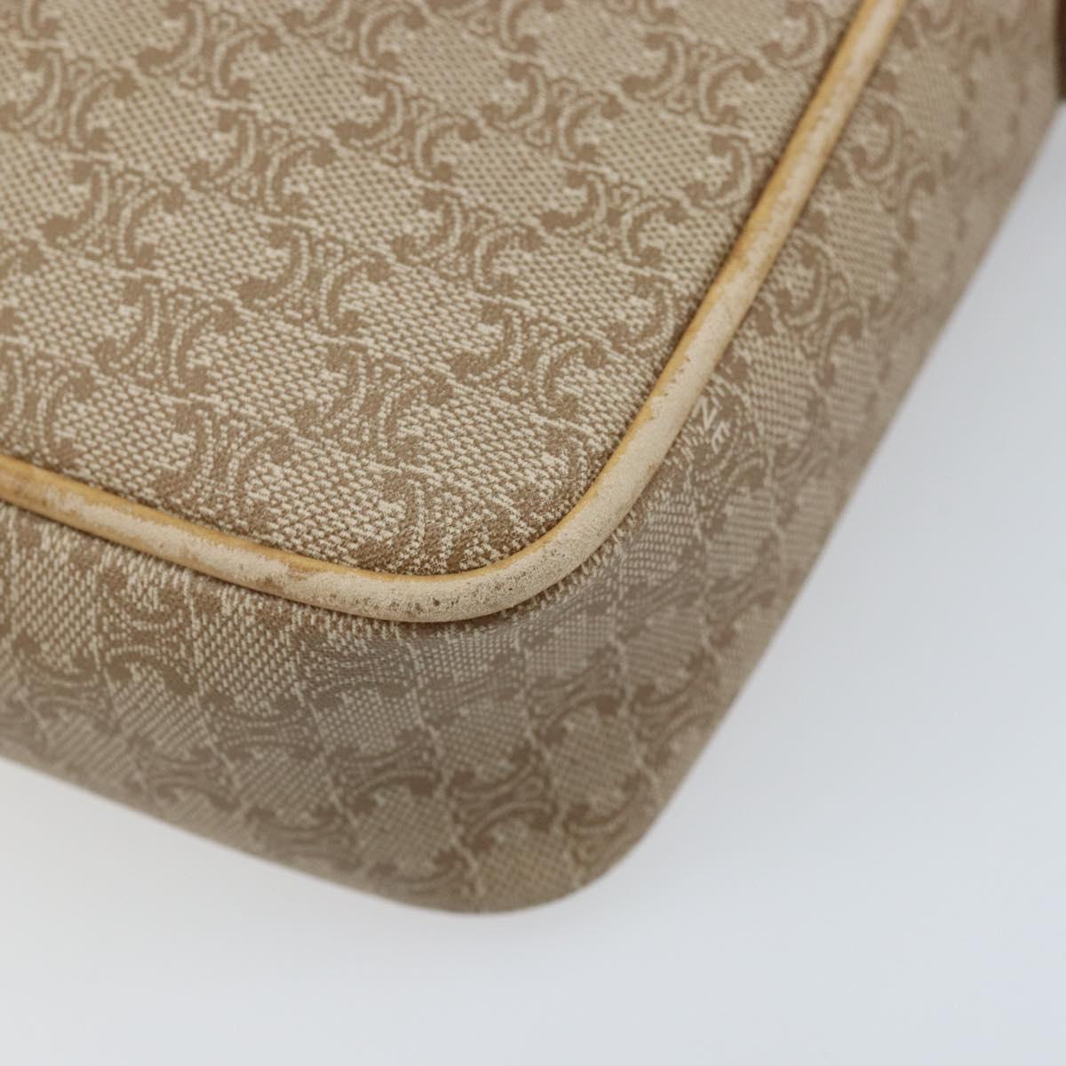 CELINE Macadam Canvas Shoulder Bag PVC Beige Gold Auth BA11820