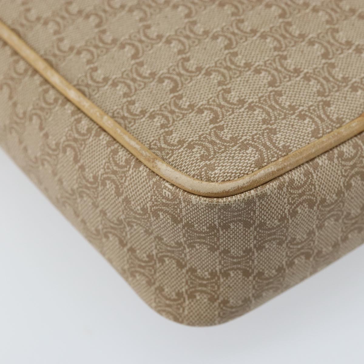 CELINE Macadam Canvas Shoulder Bag PVC Beige Gold Auth BA11820