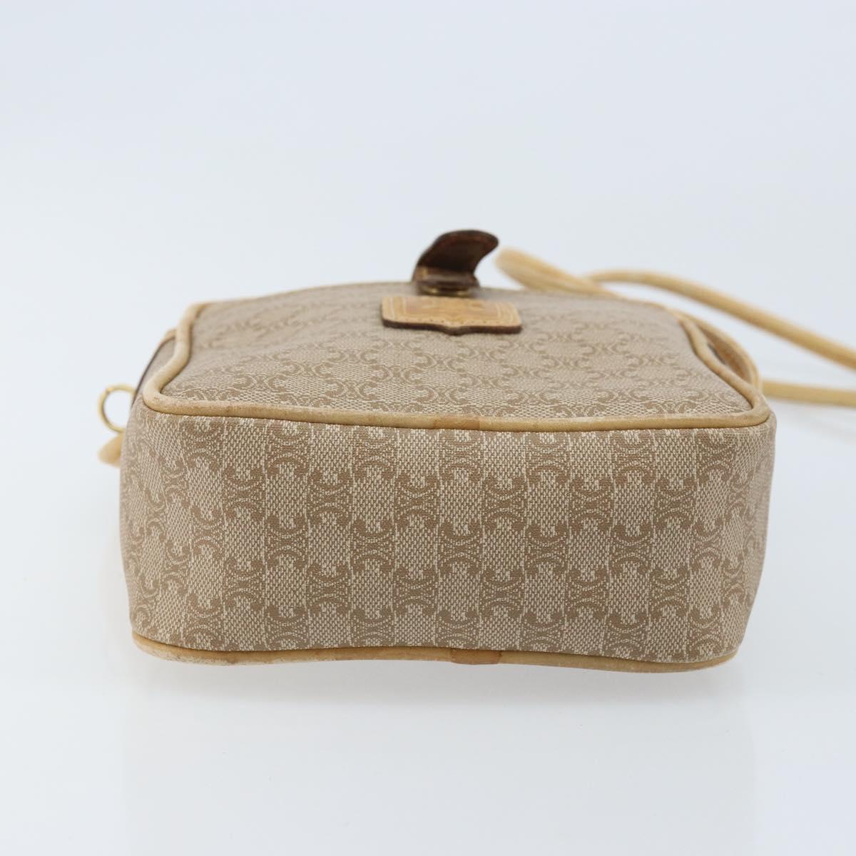 CELINE Macadam Canvas Shoulder Bag PVC Beige Gold Auth BA11820