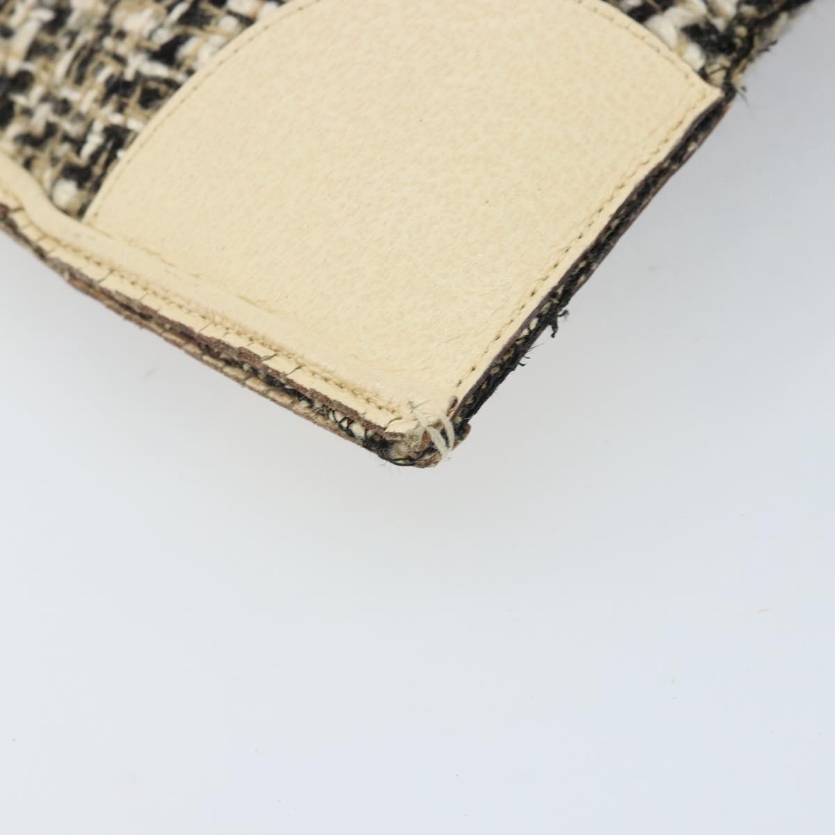PRADA Hand Bag Tweed Beige Silver Auth BA11824A