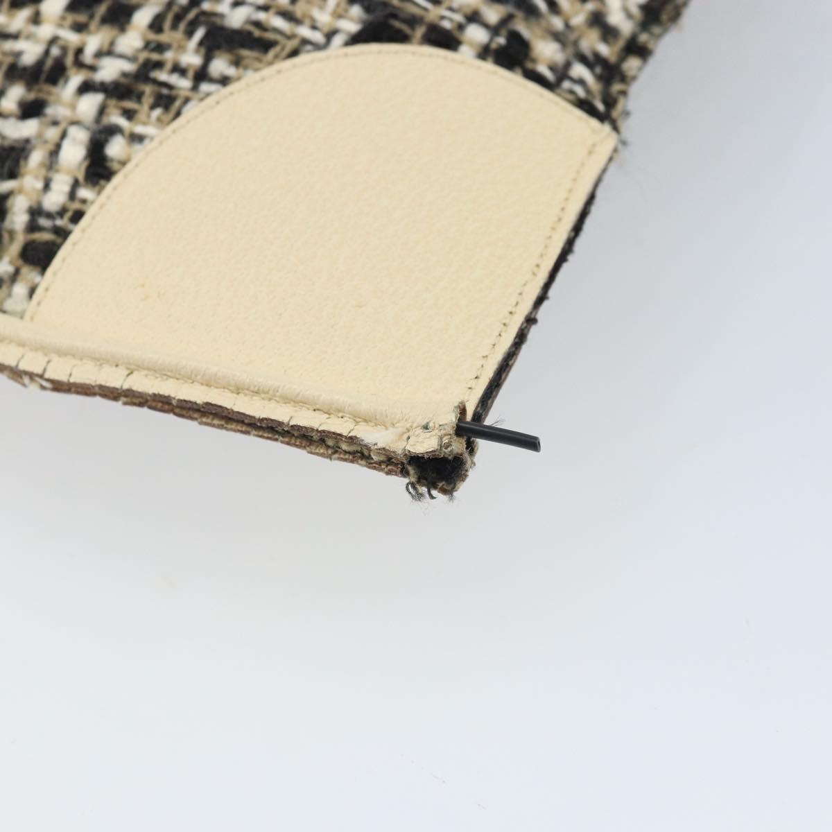 PRADA Hand Bag Tweed Beige Silver Auth BA11824A