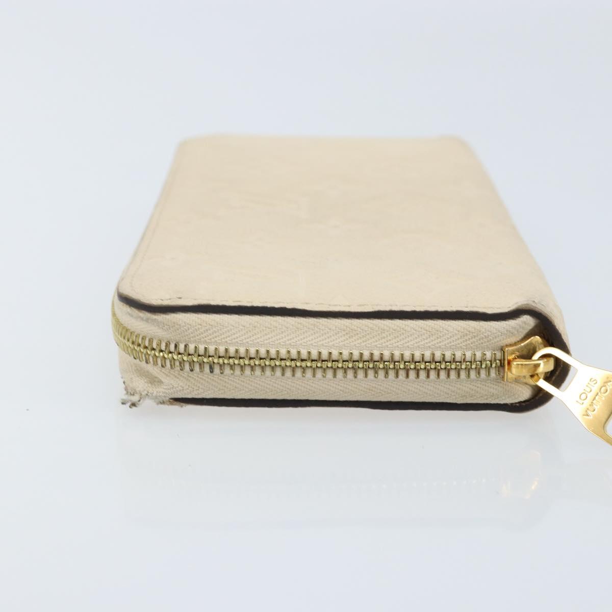 LOUIS VUITTON Monogram Empreinte Zippy Long Wallet White TN0146 LV Auth BA11828