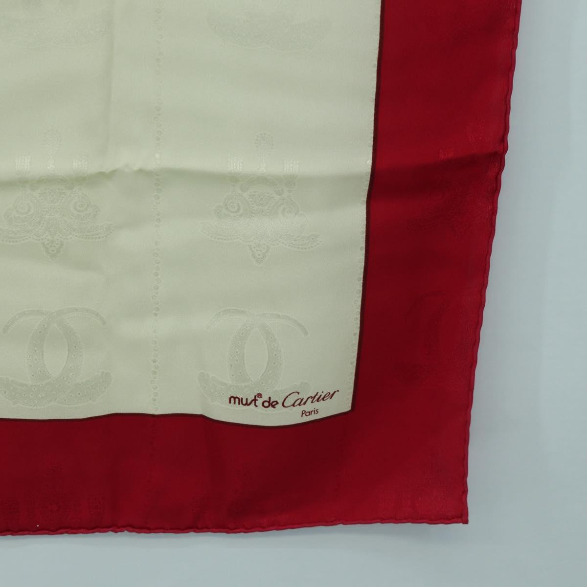CARTIER Scarf Silk Beige Auth BA11829A