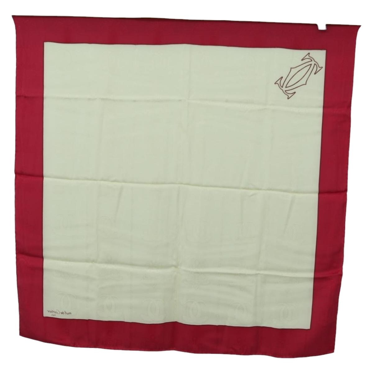CARTIER Scarf Silk Beige Auth BA11829A