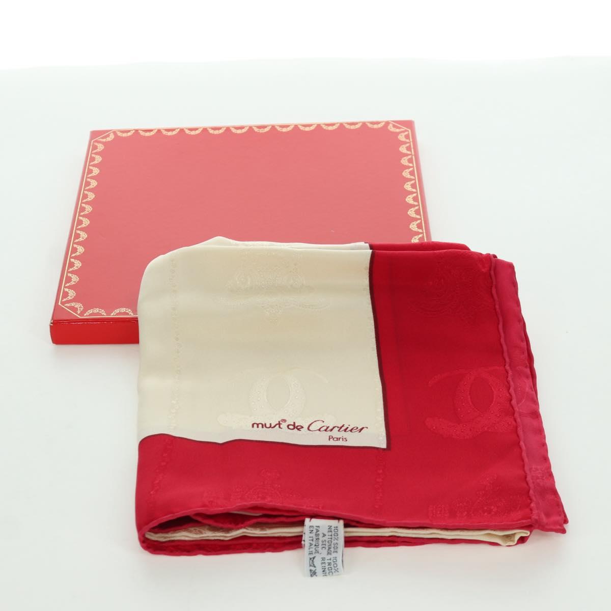 CARTIER Scarf Silk Beige Auth BA11829A