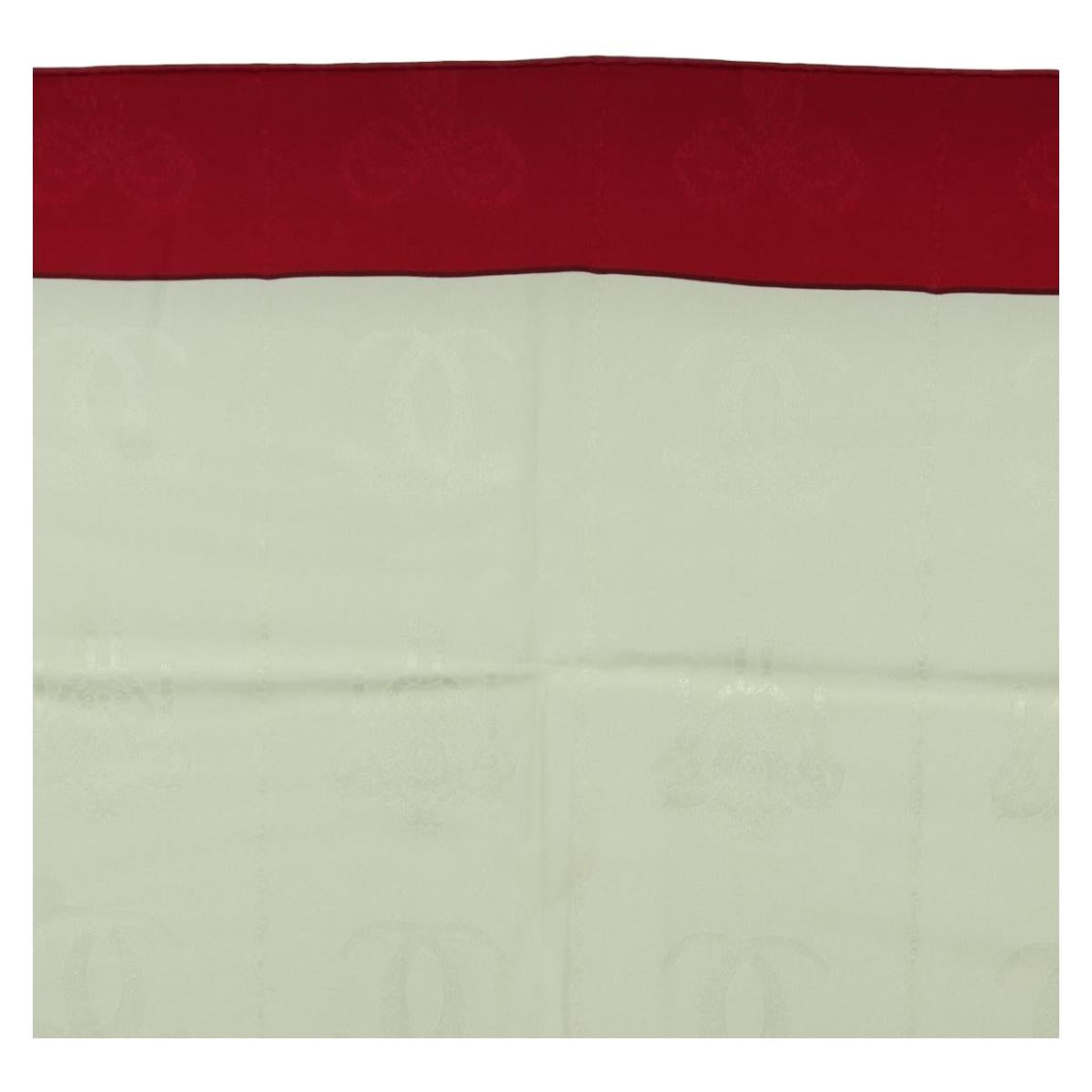 CARTIER Scarf Silk Beige Auth BA11829A