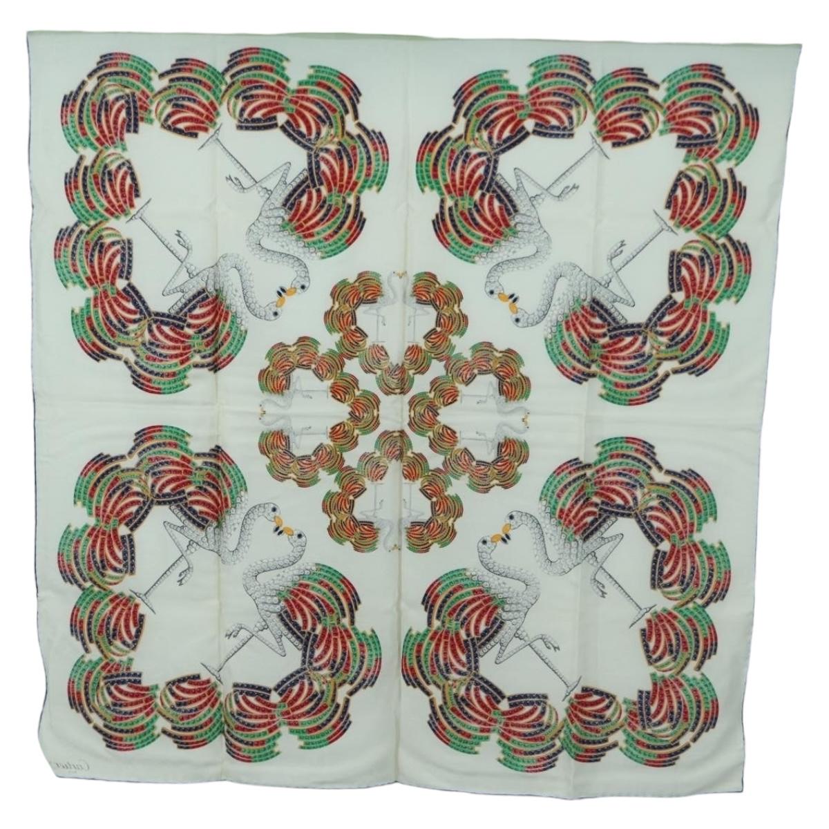 CARTIER Scarf Silk White Auth BA11830A