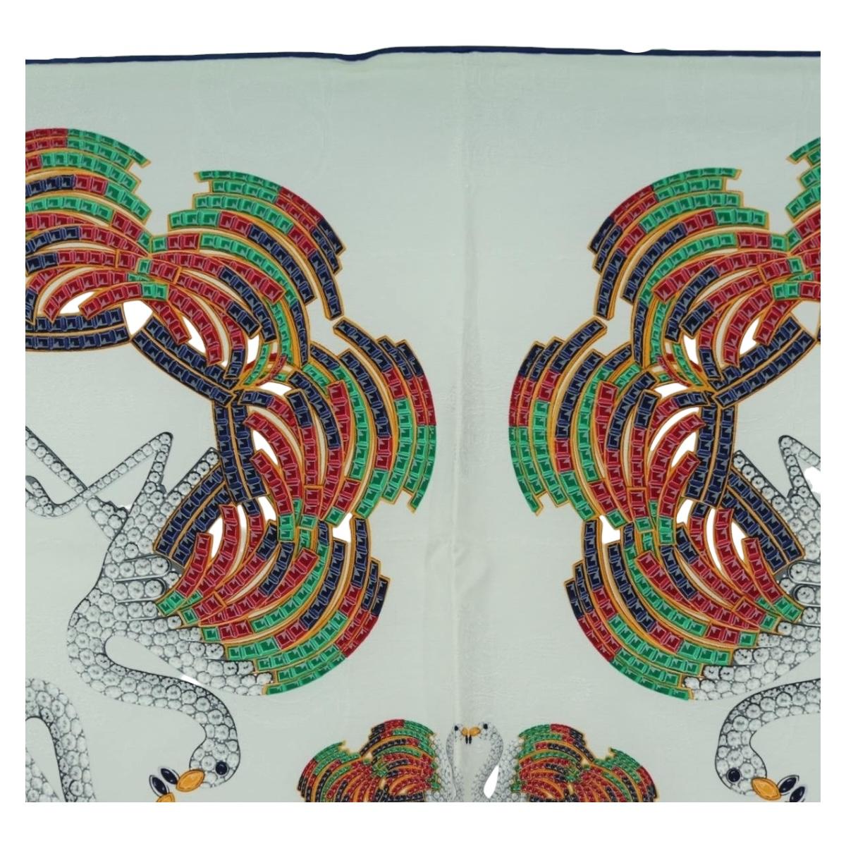 CARTIER Scarf Silk White Auth BA11830A
