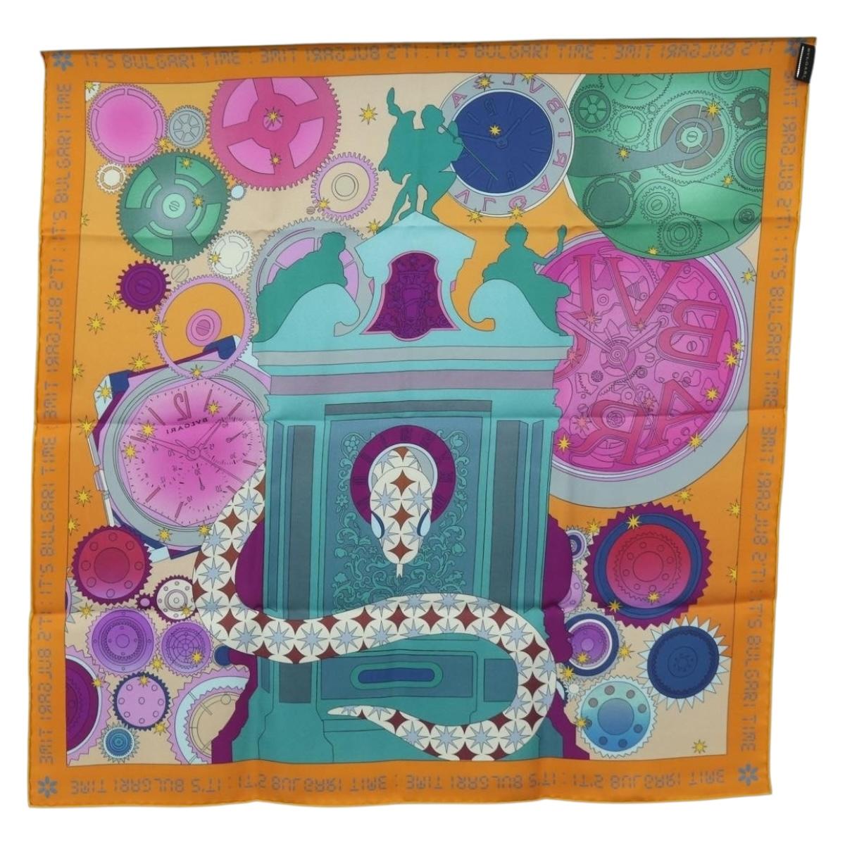 BVLGARI Scarf Silk Multicolor Auth BA11831A