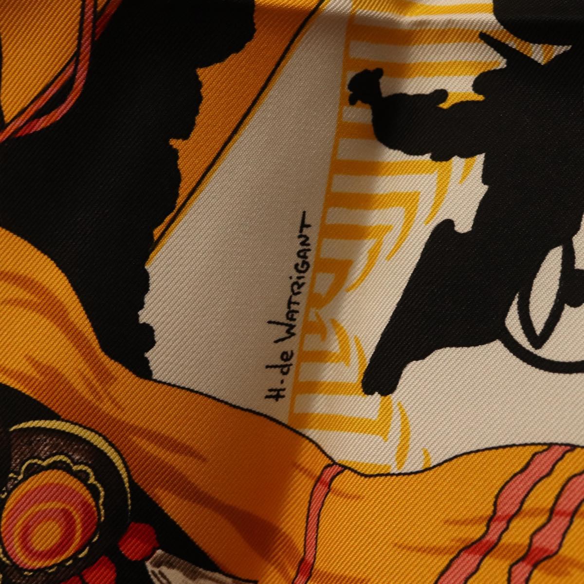 HERMES Carre 90 Scarf Silk ""feria de sevilla"" Black Auth BA11832A