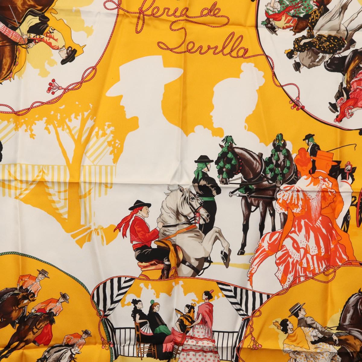 HERMES Carre 90 Scarf Silk ""feria de sevilla"" Black Auth BA11832A