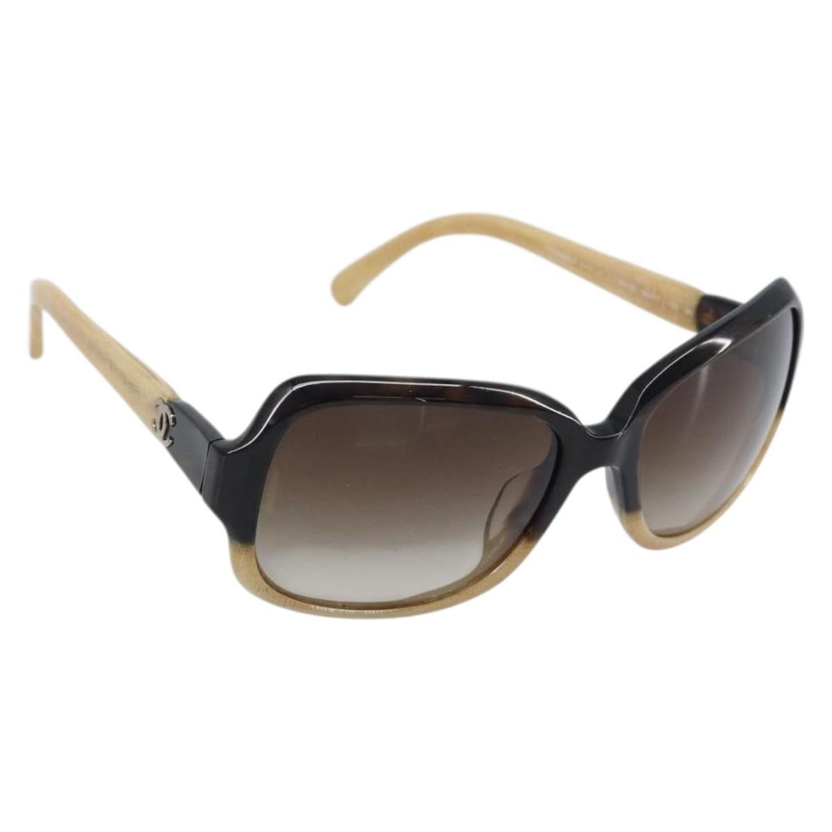 CHANEL COCO Mark Sunglasses plastic Beige 5177-A CC Auth BA11834