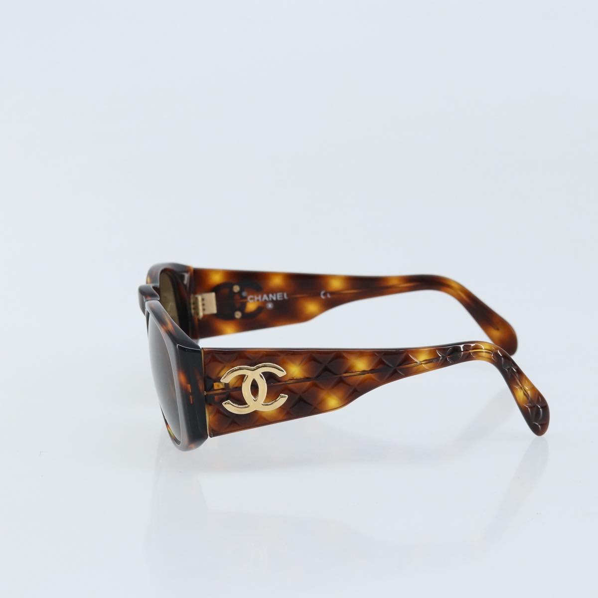 CHANEL COCO Mark Sunglasses plastic Brown 01450 91235 CC Auth BA11839
