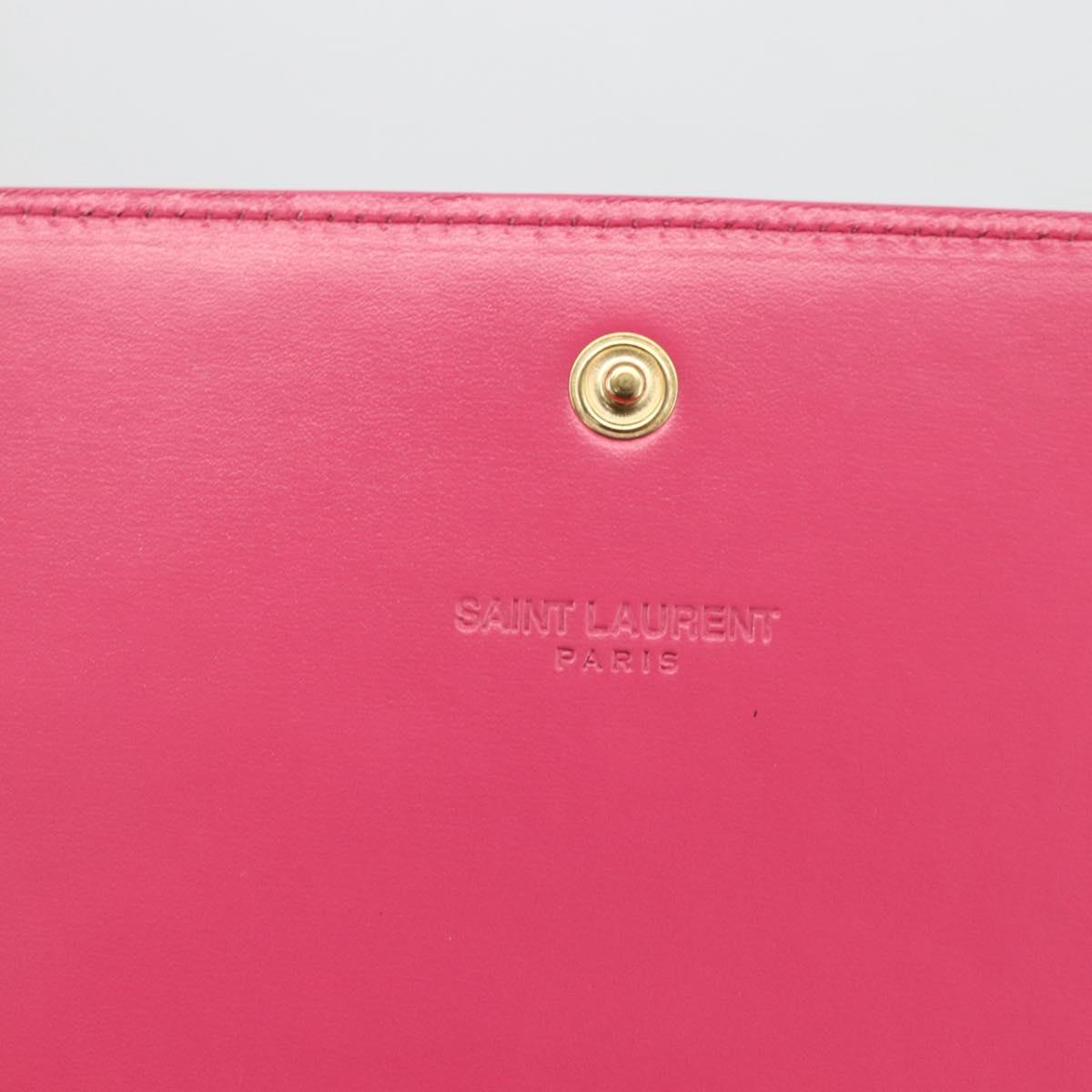 SAINT LAURENT Wallet Leather Pink Auth BA11840A