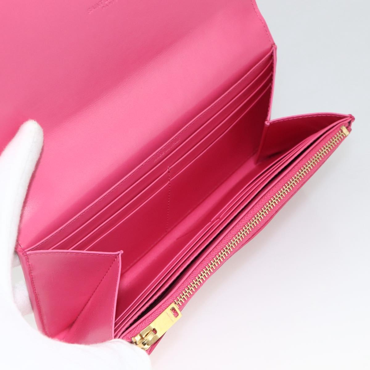 SAINT LAURENT Wallet Leather Pink Auth BA11840A