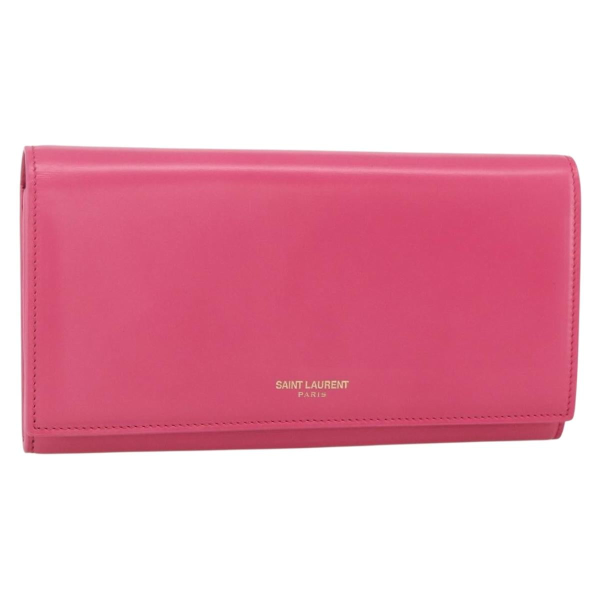 SAINT LAURENT Wallet Leather Pink Auth BA11840A