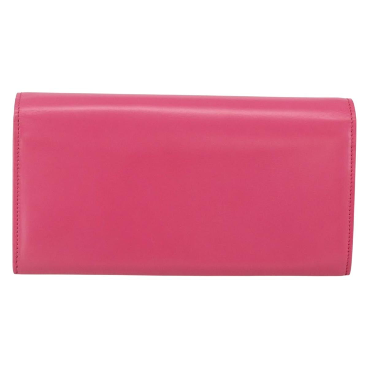 SAINT LAURENT Wallet Leather Pink Auth BA11840A