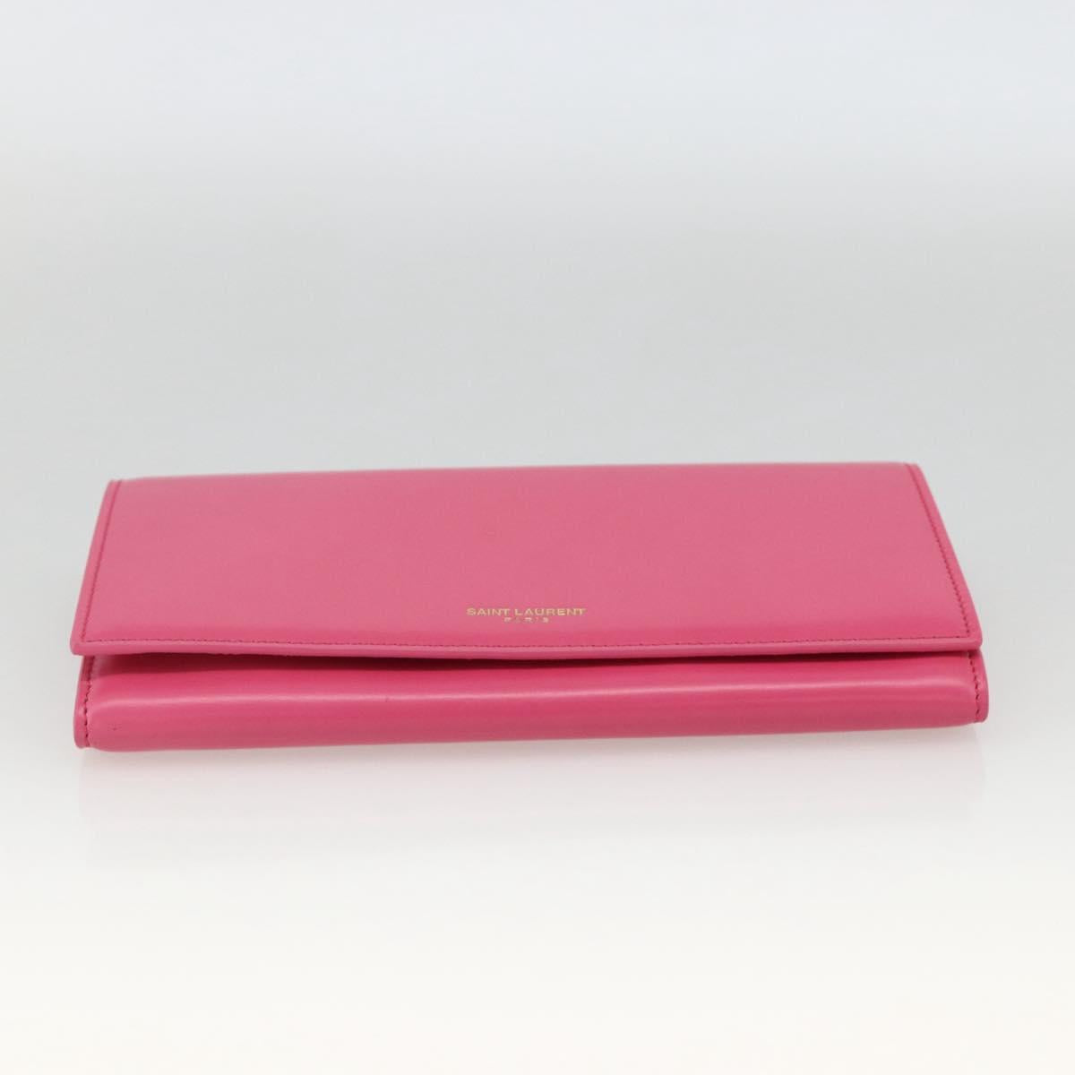 SAINT LAURENT Wallet Leather Pink Auth BA11840A