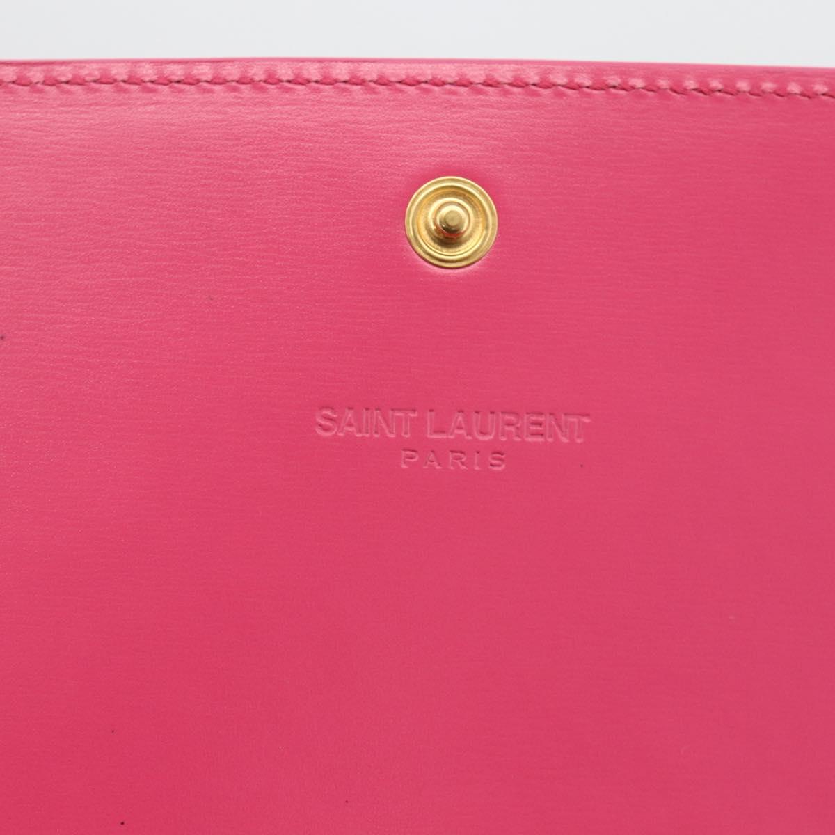SAINT LAURENT Wallet Leather Pink Auth BA11841A