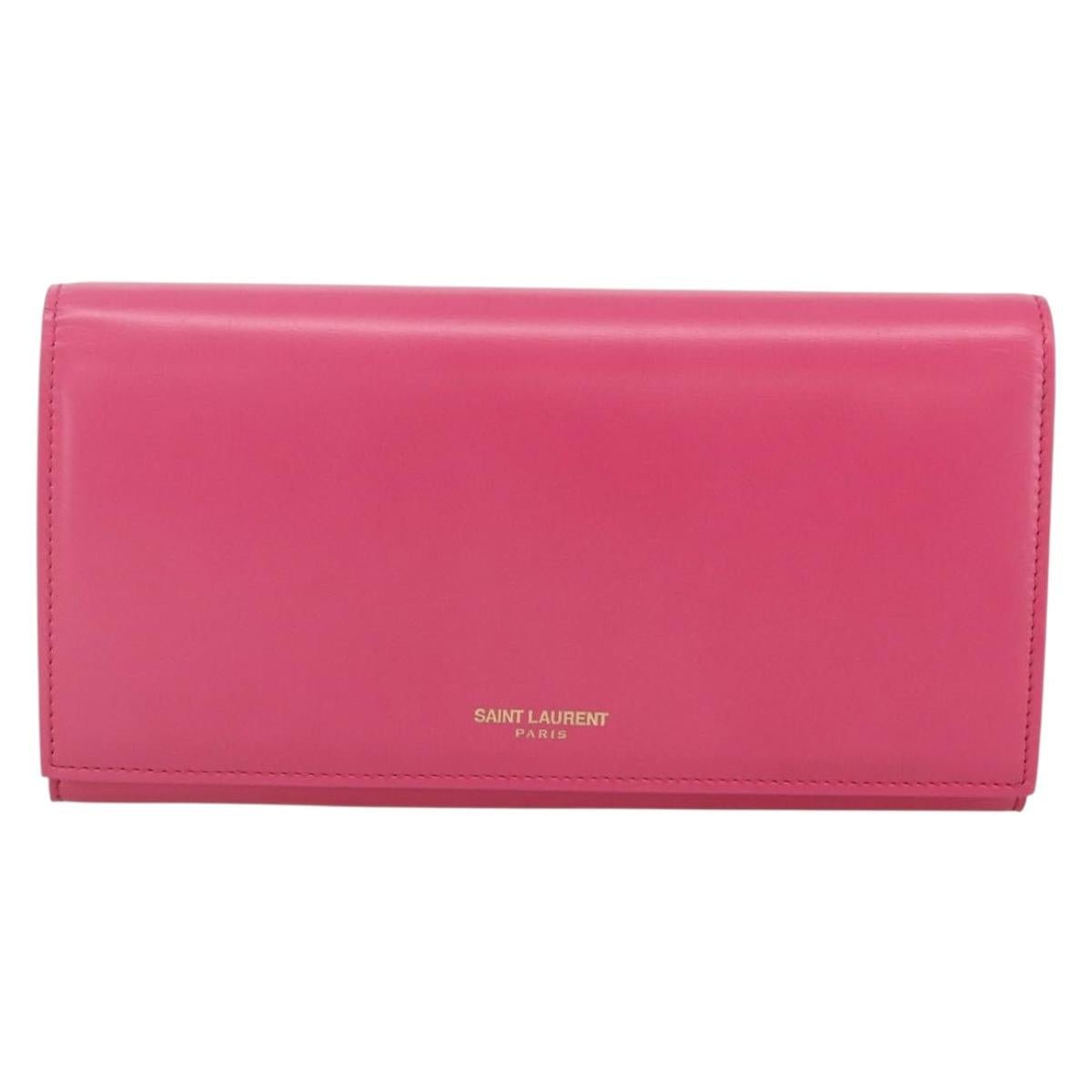 SAINT LAURENT Wallet Leather Pink Auth BA11841A