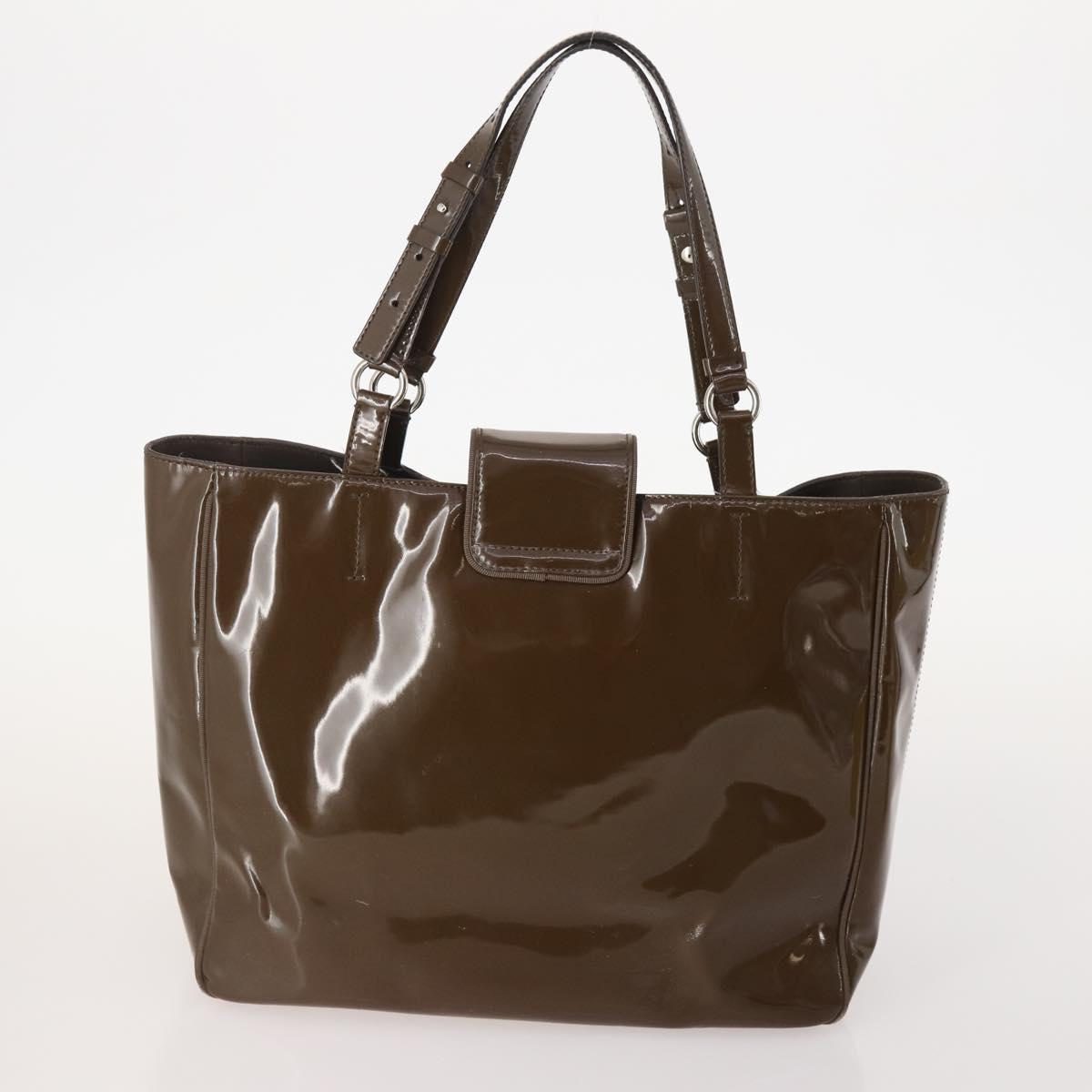 Salvatore Ferragamo Bag Leather Patent leather 2 Set Brown Yellow Auth BA11843