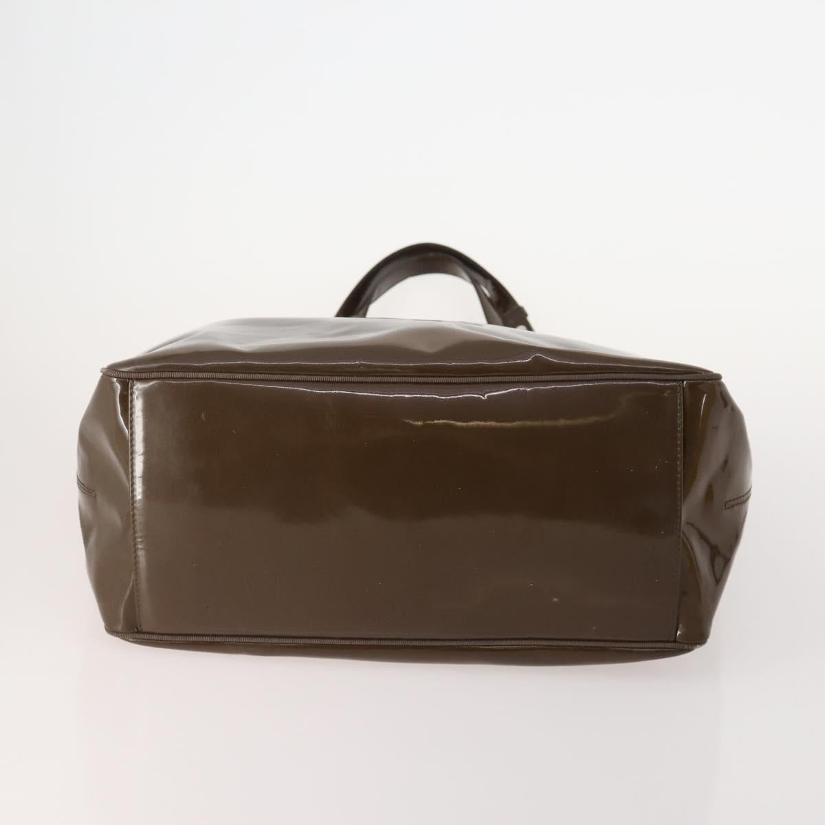 Salvatore Ferragamo Bag Leather Patent leather 2 Set Brown Yellow Auth BA11843