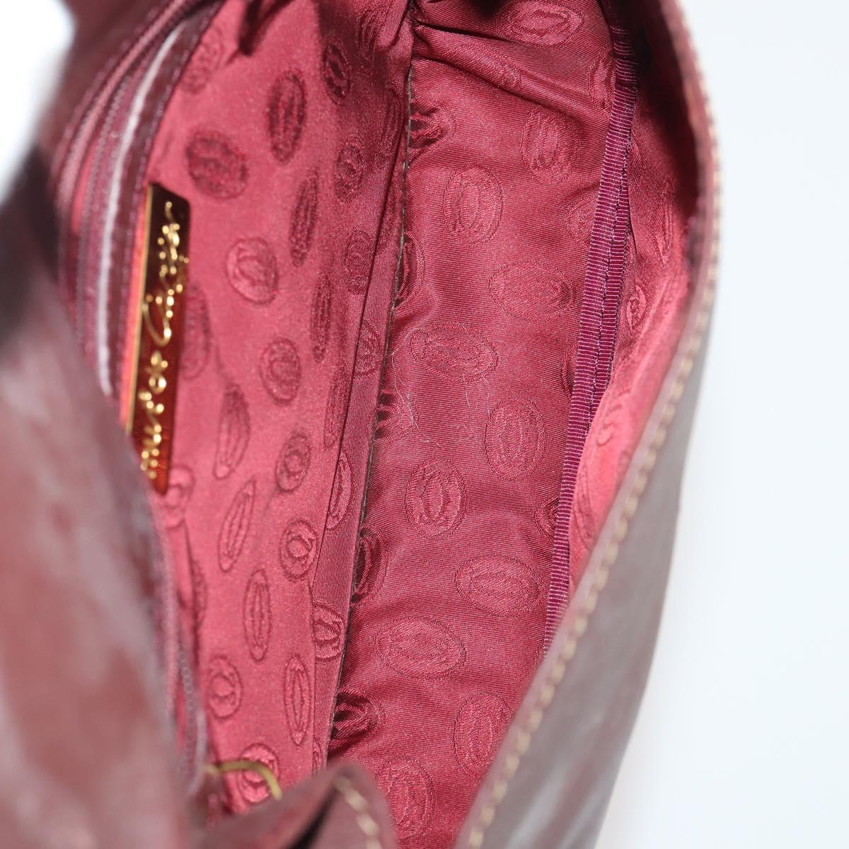 CARTIER Must Line Shoulder Bag Leather 2 Set Bordeaux Gold Auth BA11844