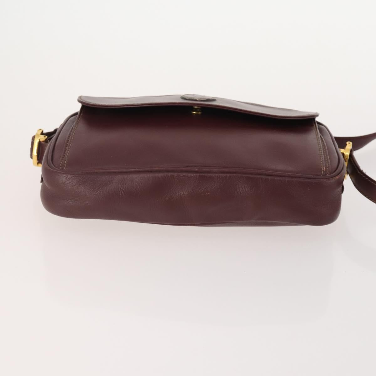 CARTIER Must Line Shoulder Bag Leather 2 Set Bordeaux Gold Auth BA11844