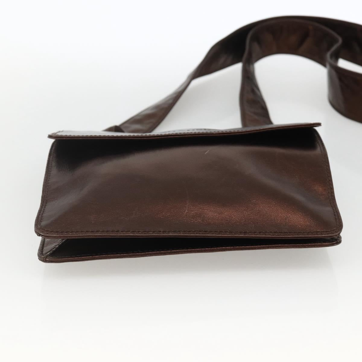 CHANEL Shoulder Bag Leather Brown CC Auth BA11861A