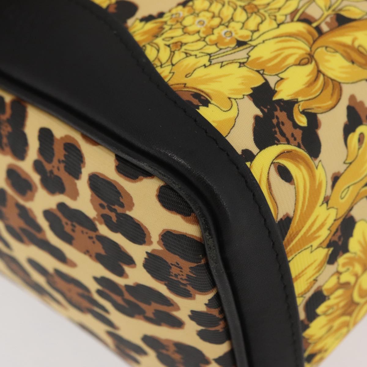 Gianni Versace Vanity Hand Bag PVC Yellow Gold Auth BA11862